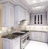 橱柜定制 全实木 工厂直销整体纯白色华丽欧式设计生产厨房
