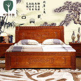 新中式古典橡木床2021精品双人全实木大床仿古雕花1.8米包邮