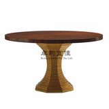 高端简约美式实木圆形餐桌饭桌 新古典餐厅餐椅餐柜酒柜 整套家具