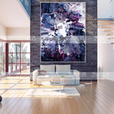 现代简约北欧紫色抽象图案油画样板房客厅卧室挂画沙发背景装饰画