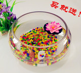 包邮圆形透明玻璃金鱼缸大中小号乌龟缸水培器皿办公桌创意鱼缸