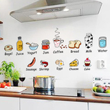 创意卡通厨房柜门贴装饰冰箱贴纸个性餐厅可移除墙贴画水果食物
