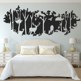 大型墙贴纸贴画墙壁纸自粘客厅卧室床头装饰欧式抽象森林小鹿剪影