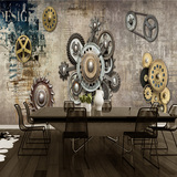 齿轮复古怀旧个性壁画 3D定制大型酒吧咖啡厅KTV餐厅墙纸网咖壁纸