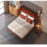 现代简约布艺软靠背实木床  日式宜家风格1.51.8米双人床单人床