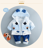 新童装男童冬装套装儿童卫衣三件套0-3岁女童宝宝加绒厚套装正品