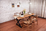 北欧铁艺实木餐桌椅组合泡茶桌美式loft复古会议办公室电脑桌书桌