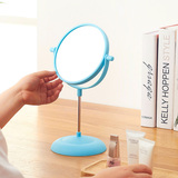 欧式双面台式圆形化妆镜旋转梳妆台镜子DIY便携式台式单面公主镜