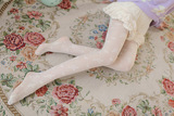 夏季日系甜美复古公主蕾丝玫瑰花性感超薄透明白色丝袜连裤袜子女