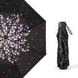 樱花黑胶遮阳伞防紫外线创意太阳伞折叠晴雨伞女两用防晒伞小黑伞