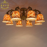 地中海个性多头吸顶灯现代简约led客厅主卧室灯温馨浪漫贝壳吊灯