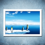 企鹅北极熊冰山风景风水属金手绘手工装饰画卧室客厅diy数字油画
