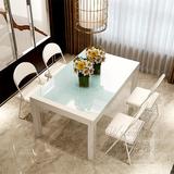 餐桌椅特价包邮 宜家方形烤漆钢化玻璃简约现代小户型一桌四六椅