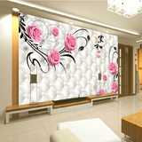 奢华软包玫瑰3D立体墙纸4D电视背景墙沙发客厅卧室无缝壁纸壁画