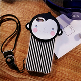韩国猴子iphone6s手机壳挂绳苹果6plus硅胶保护套4.7 5.5s/se外壳