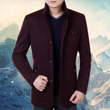 秋季新款男装中青年男夹克羊毛呢大衣修身商务时尚呢子春外套