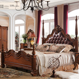 公牛家私欧式家具 美式实木皮床 卧室皮艺双人床1.8米 H1