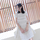 【A-WU】2016夏季新款立体针织连衣裙夏长裙显瘦森女修身白裙子