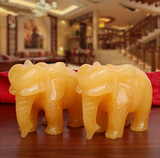 开光-天然黄玉大象摆件黄玉吸水象招财风水摆件富贵荣华象工艺品