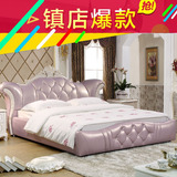 新款欧式床双人床简欧真皮床实木雕花主卧床1.8米太子床奢华婚床