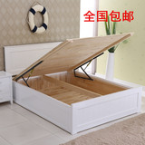 新款促销白色单人 双人实木松木床 1.5米 高箱床 储物床气压包邮