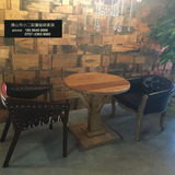 工厂直销漫咖啡厅家具老榆木圆桌直径60-120厘米茶餐厅餐桌可定制