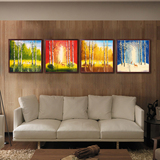 客厅油画欧式抽象画餐厅卧室壁画田园风景组合三联画 尺寸定制