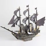 手工制作精美木质帆船摆件加勒比海盗船珍珠号模型礼品装饰品摆设