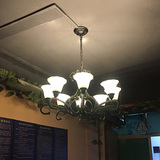 美式乡村吊灯客厅灯北欧田园复古6头铁艺简约咖啡馆主题餐厅灯饰