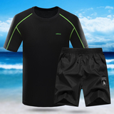 夏季男士短袖运动套装薄款透气休闲圆领速干T恤健身房跑步五分裤