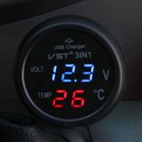 汽车用品手机车载充电器 带测电压检测usb温度显示器多功能监测表
