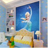 儿童房卡通冰雪奇缘大型壁画3立体无缝墙纸卧室背景墙环保壁纸