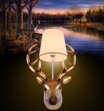 创意个性美式乡村鹿头壁灯 欧式复古大鹿角别墅酒吧客厅玄关壁灯