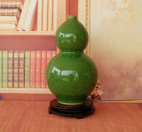景德镇陶瓷器 绿色葫芦瓷瓶 招财镇宅辟邪 客厅风水瓷器花瓶摆件