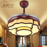 中式吊灯餐厅LED隐形风扇灯带灯客厅书房卧室古典木艺吊扇灯包邮