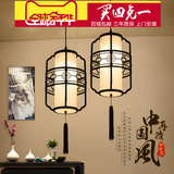 新中式布艺现代茶楼酒店餐厅简约吊灯工装单头中国风个性创意灯具