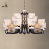 现代新中式创意全铜陶瓷复古别墅大厅吊灯餐厅中国风万字纹客厅灯