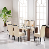 华人顾家 简约现代时尚大小户型餐台 胡桃木贴皮餐桌椅组合KA701T