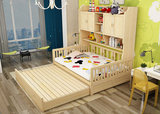 拖床组合床实木衣柜床儿童多功能松木储物床带书架高箱床xkK7ws5O