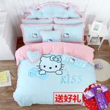 【天天特价】床裙床罩式四件套韩式kt猫儿童卡通1.5/1.8m床上用品