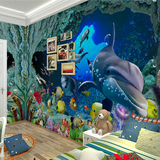 3D立体海洋海底世界海底总动员海豚无缝壁画儿童主题墙纸卡通壁纸
