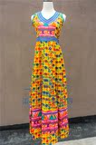 泰国民族风 波西米亚风格 手工印花 海边沙滩旅行 连衣裙长裙