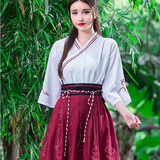 2016夏季新款民族风女装套装改良汉服交领襦裙中国风三件套连衣裙
