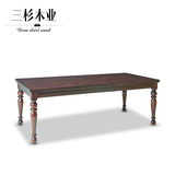 简约复古美式小户型实木餐桌 可伸缩餐桌 长方形餐桌红木餐桌定制