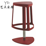 经典创意现代高脚吧椅铁艺吧台椅简约塑料前台吧台凳升降红色吧椅