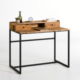 定制法式复古实木铁艺怀旧小书桌工业古典创意写字台化妆桌电脑桌