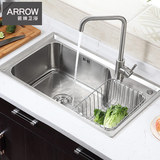 ARROW箭牌304不锈钢水槽大单槽套餐加厚拉丝厨房洗菜盆洗碗池新款