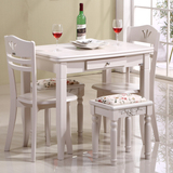 实木小户型可折叠伸缩韩式田园餐桌椅组合白色现代简约餐台饭桌子