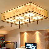 新中式吸顶灯客厅灯手绘布艺灯正方形LED温馨卧室书房现代餐厅灯