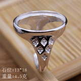 925纯银戒指空托定做琥珀戒指托代加工宝石欧洲女款蜜蜡镶嵌戒托